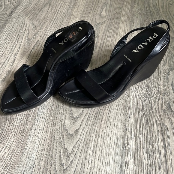 Prada Slingback Wedge Sandals - Picture 1 of 8